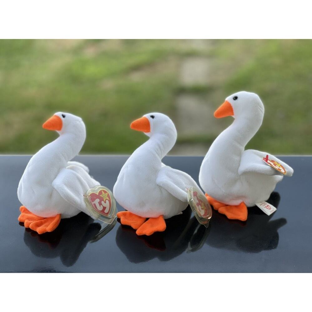 LOT of 3‎ Ty Beanie Babies Gracie The Swan White 1996 Birds Plush